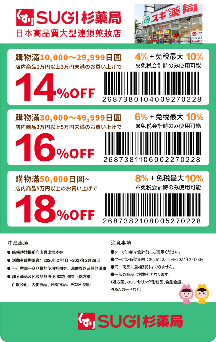 sugi杉藥局優惠券